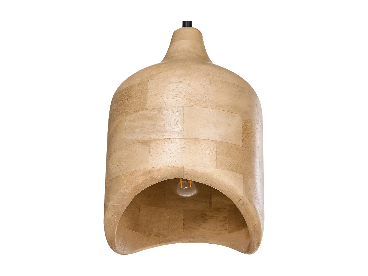 Hängelampe Mangoholz hell braun rundes Design modern Boho Stil Pandu