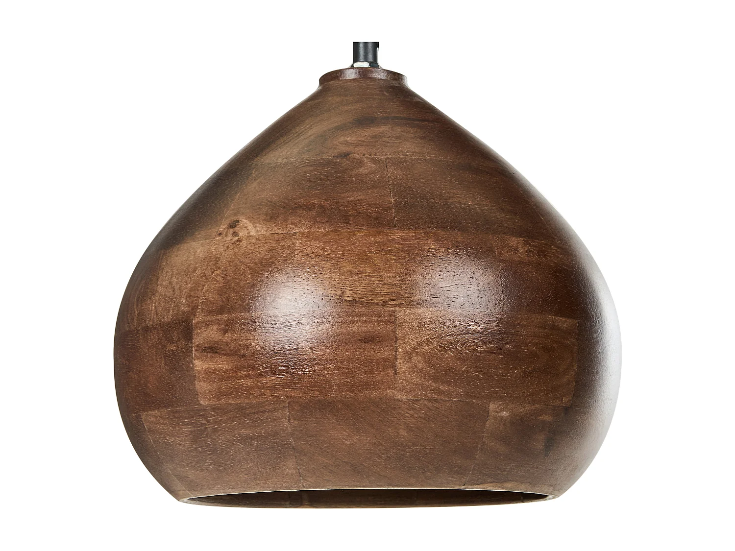 Hängelampe Mangoholz dunkel braun rundes Design modern Boho Stil Sanyati
