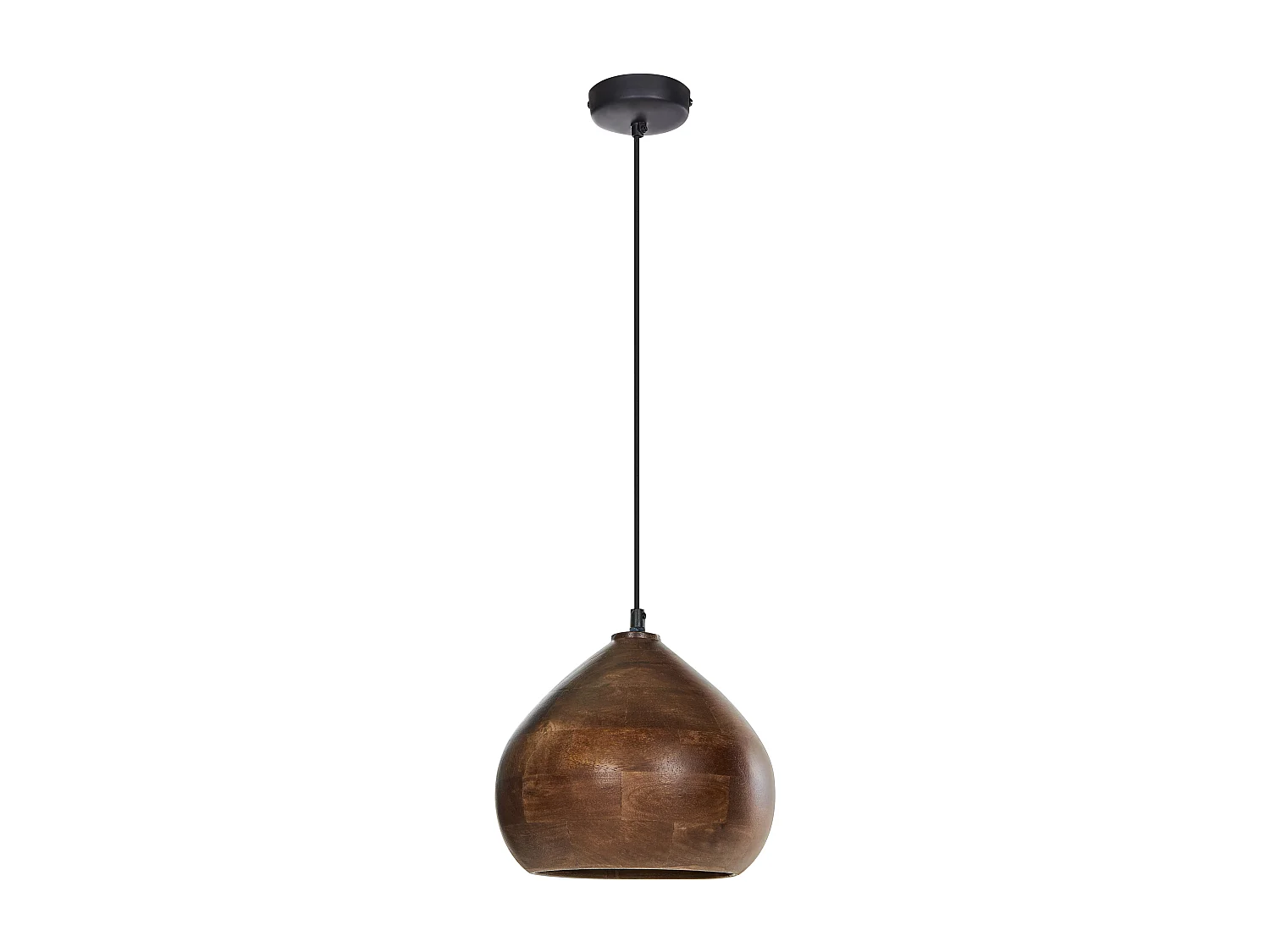 Hängelampe Mangoholz dunkel braun rundes Design modern Boho Stil Sanyati