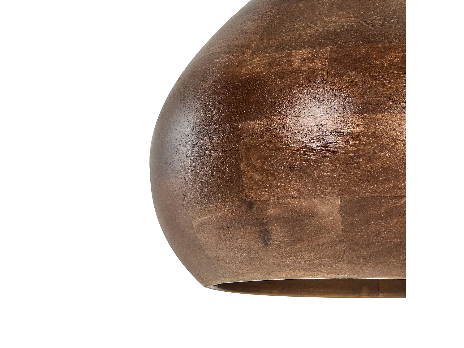 Hängelampe Mangoholz dunkel braun rundes Design modern Boho Stil Sanyati