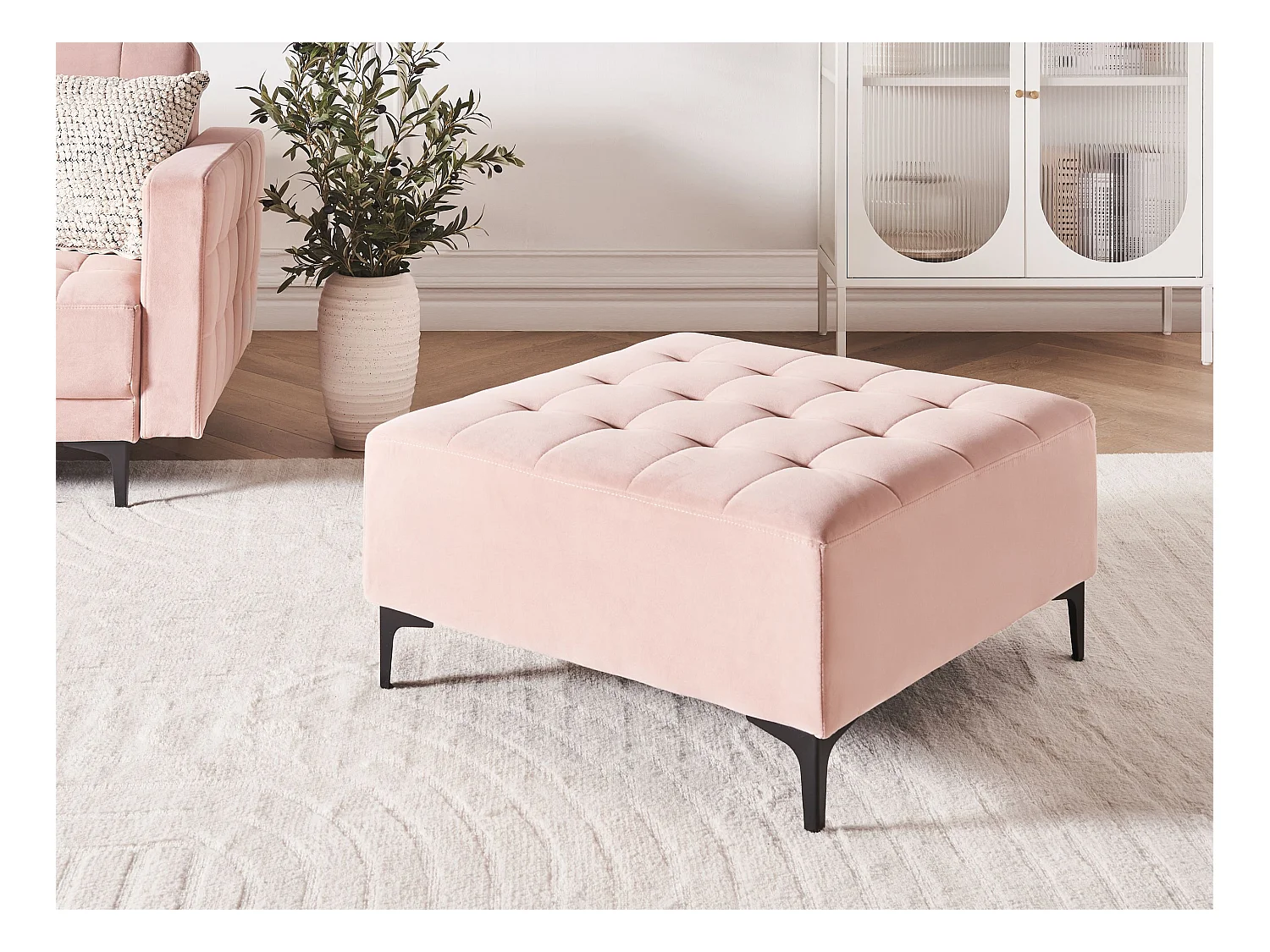 Ottomaan ABERDEEN Fluweel Pastelroze