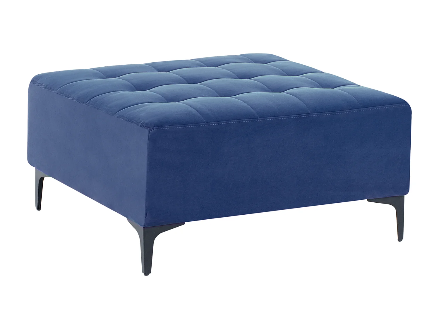 Ottomane Samt blau gesteppt quadratisch mit Metallgestell schwarz Aberdeen