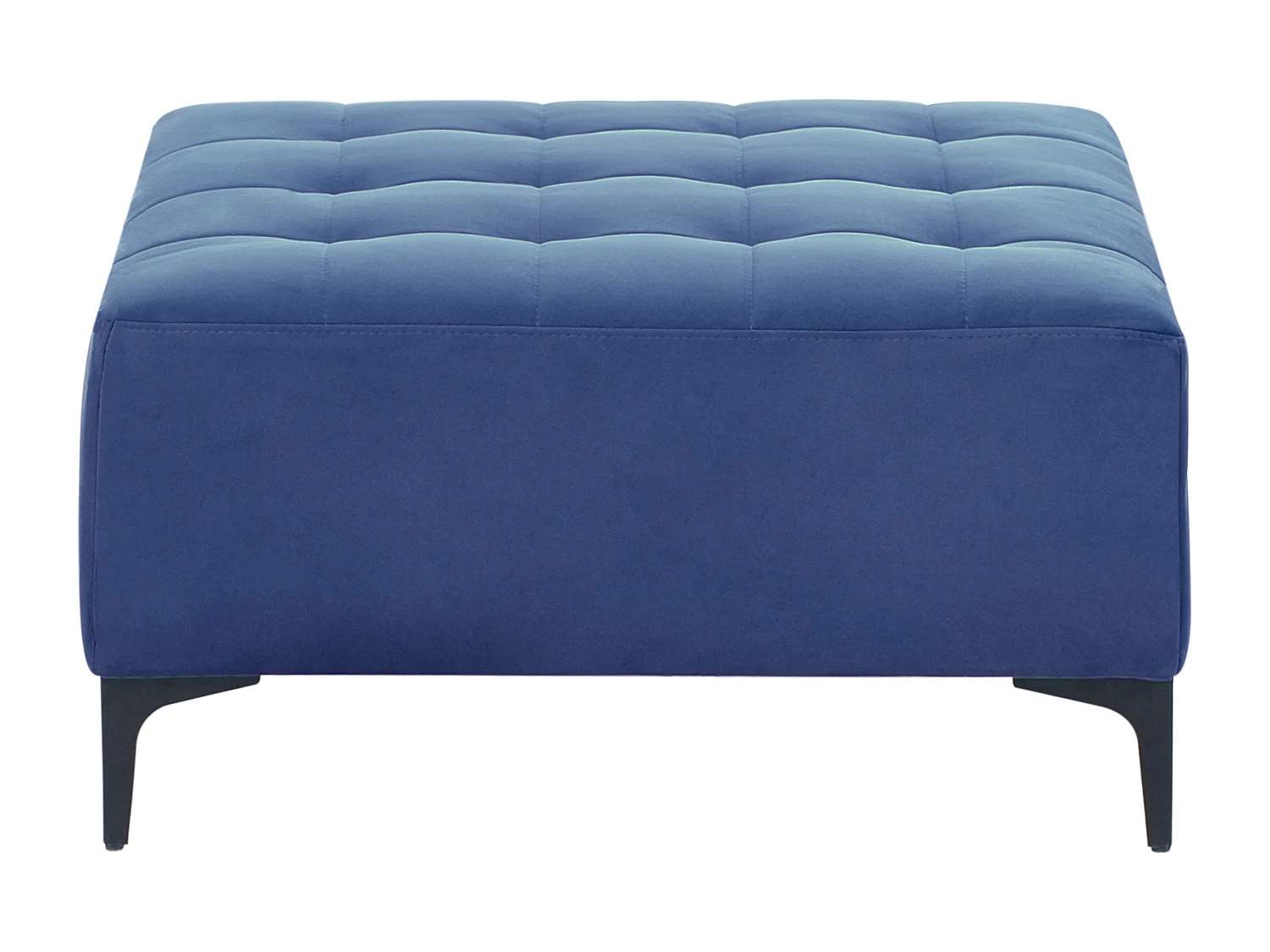 Ottomane Samt blau gesteppt quadratisch mit Metallgestell schwarz Aberdeen