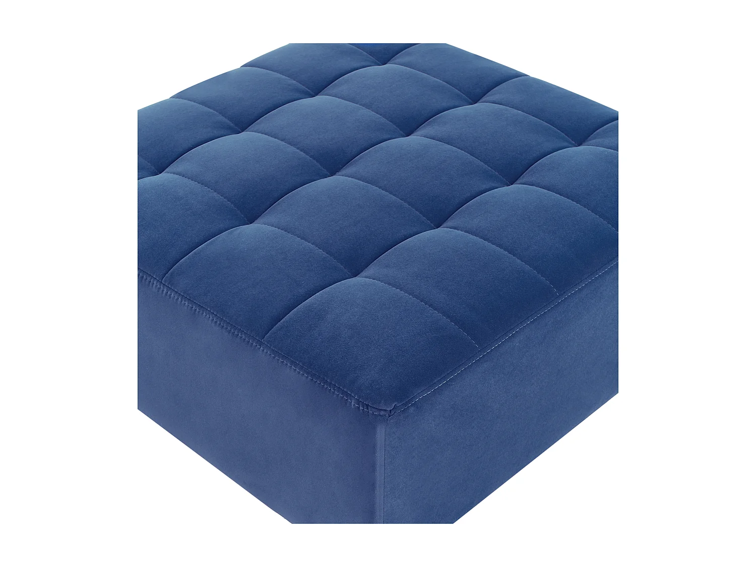 Ottomane Samt blau gesteppt quadratisch mit Metallgestell schwarz Aberdeen