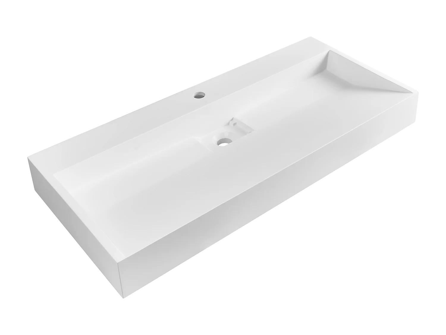 Wandwaschbecken Mineralguss weiß rechteckig 100 x 46 cm ohne Überlauf Quenko