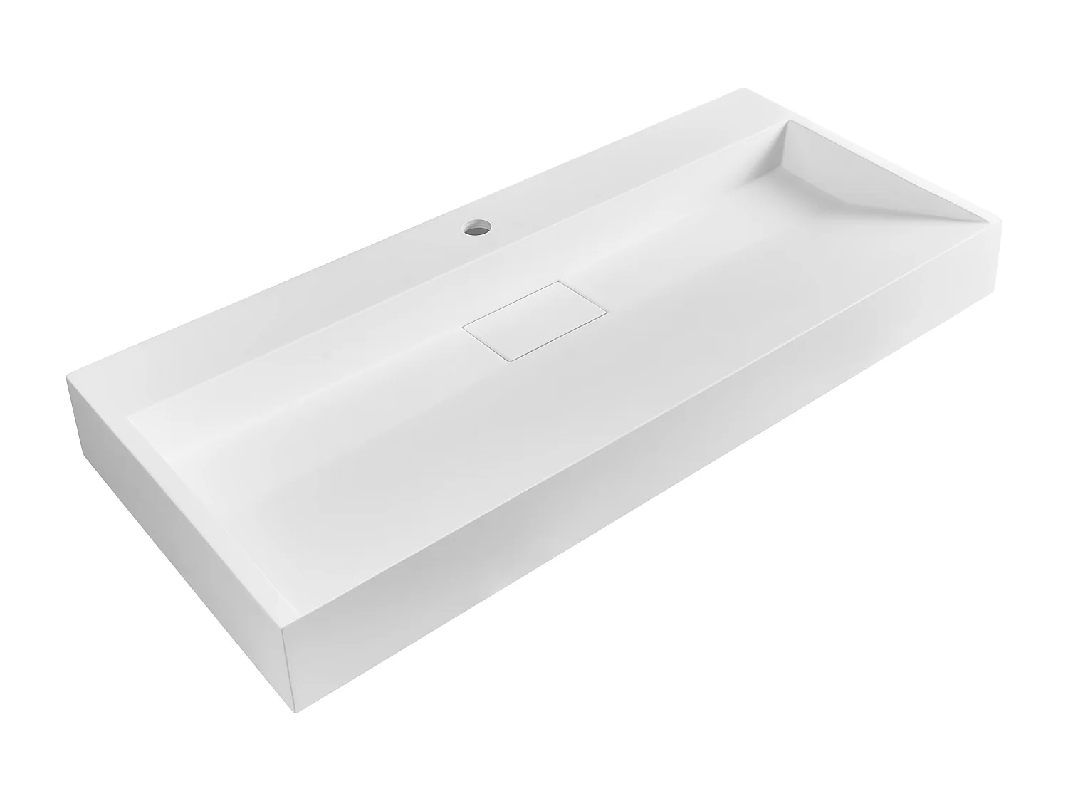 Wandwaschbecken Mineralguss weiß rechteckig 100 x 46 cm ohne Überlauf Quenko