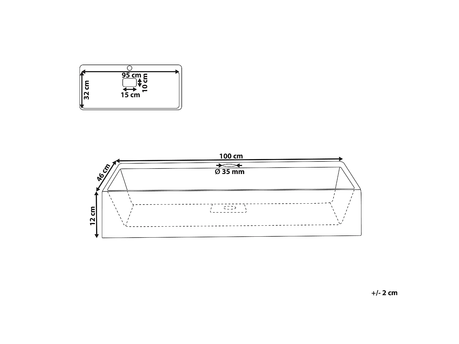 Lavandino sospeso bianco 100 x 46 cm QUENKO