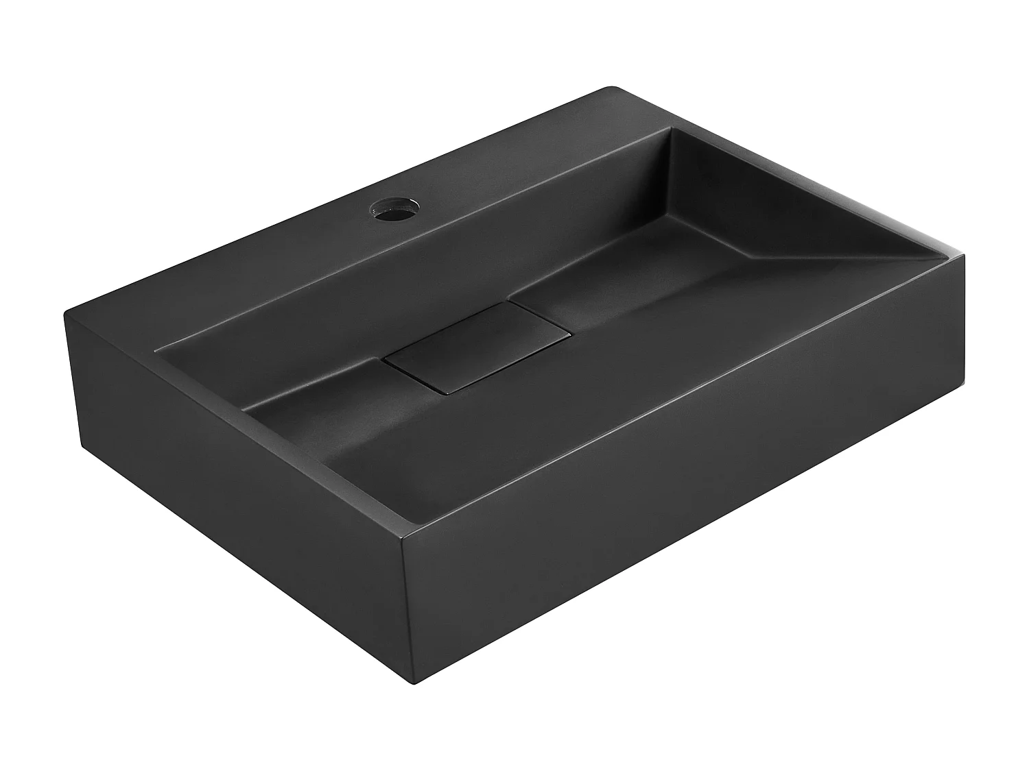 Wandwaschbecken Mineralguss schwarz rechteckig 50 x 38 cm ohne Überlauf Quenko