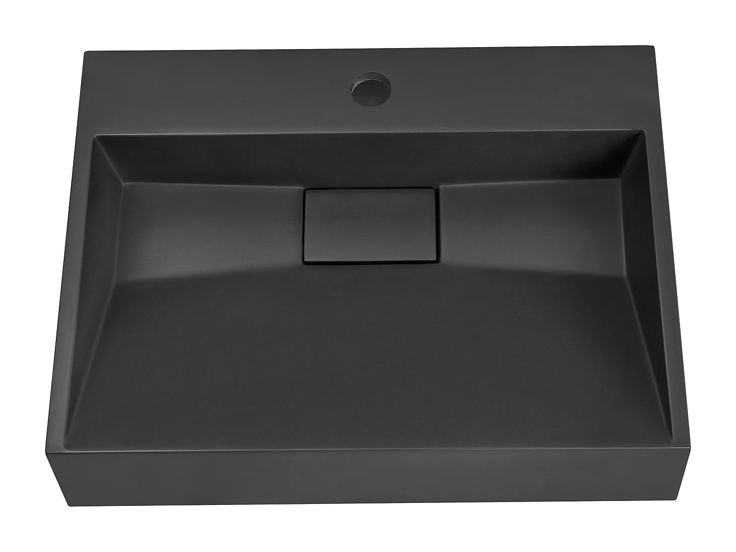 Wandwaschbecken Mineralguss schwarz rechteckig 50 x 38 cm ohne Überlauf Quenko