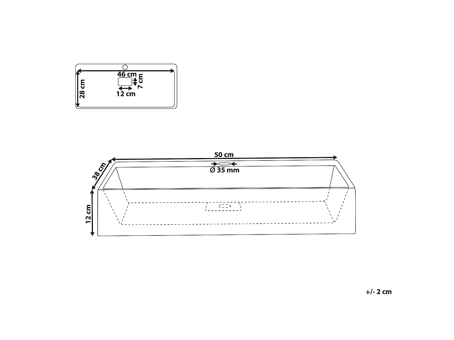 Wastafel mineraalgietwerk zwart 50 x 38 cm QUENKO