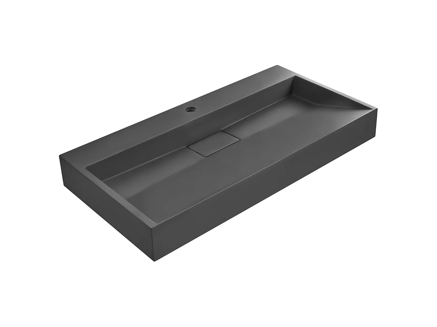 Wastafel mineraalgietwerk zwart 90 x 46 cm QUENKO