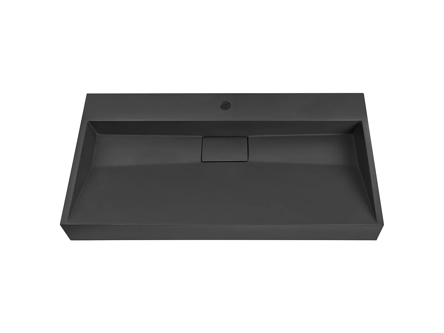 Wastafel mineraalgietwerk zwart 90 x 46 cm QUENKO