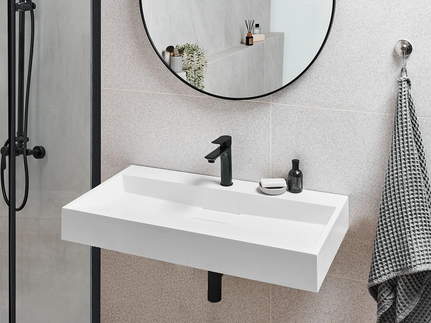 Lavandino sospeso bianco 90 x 46 cm QUENKO