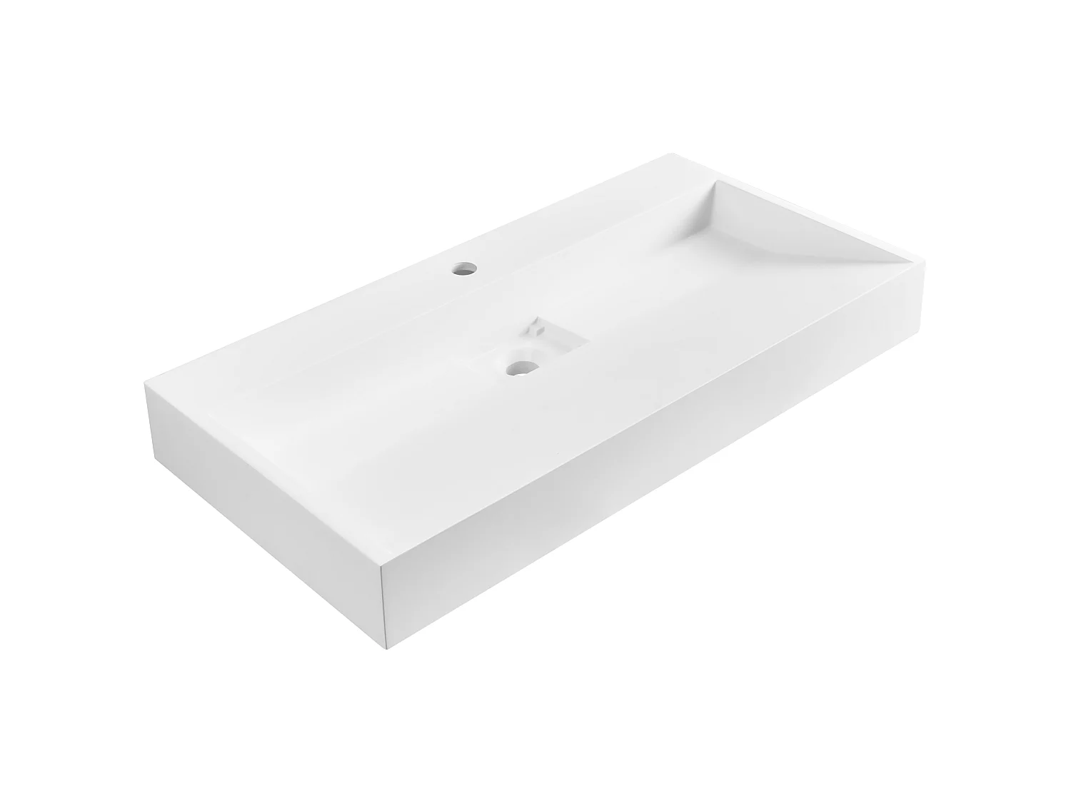Wandwaschbecken Mineralguss weiss rechteckig 90 x 46 cm QUENKO