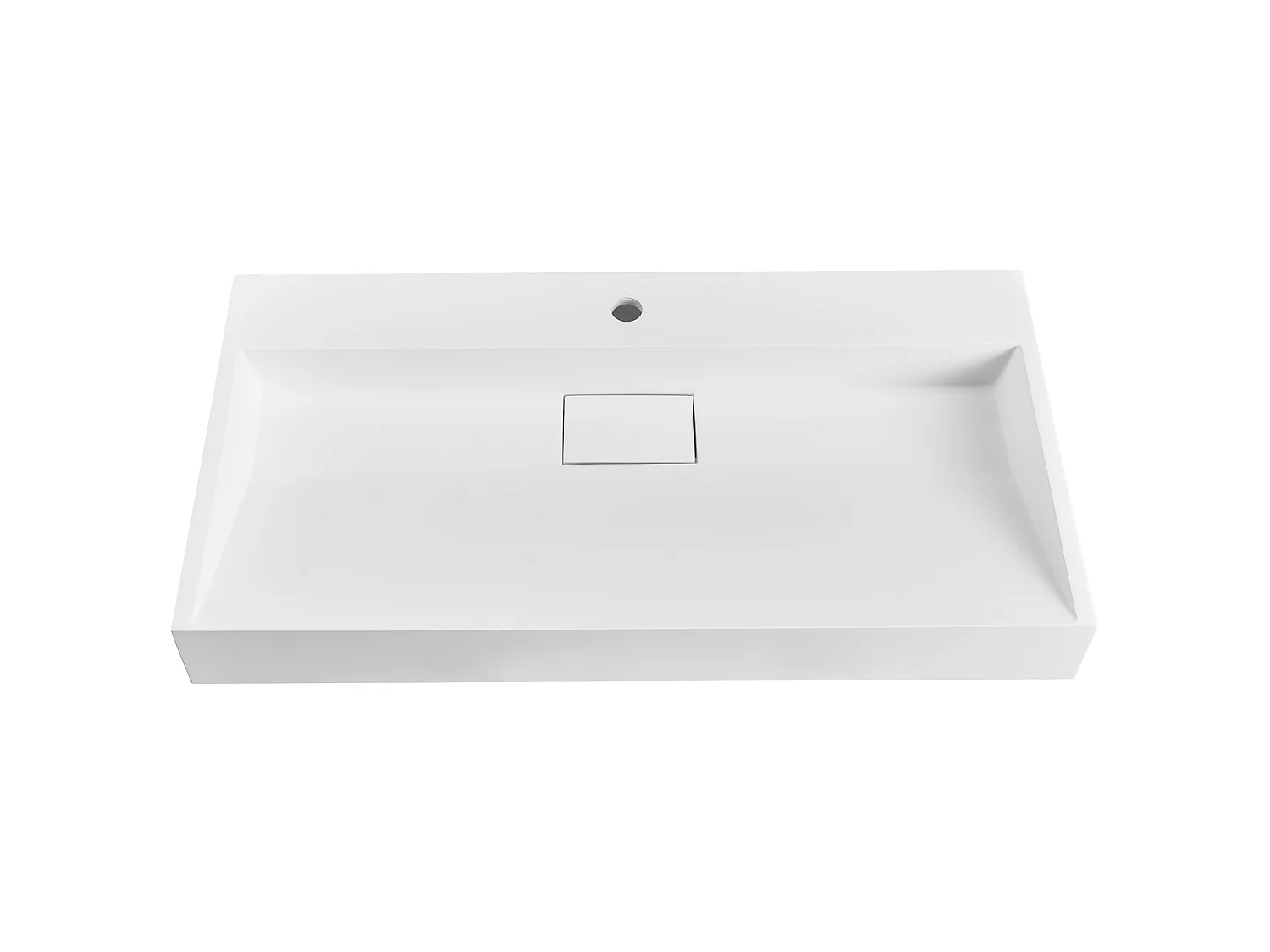 Wandwaschbecken Mineralguss weiss rechteckig 90 x 46 cm QUENKO