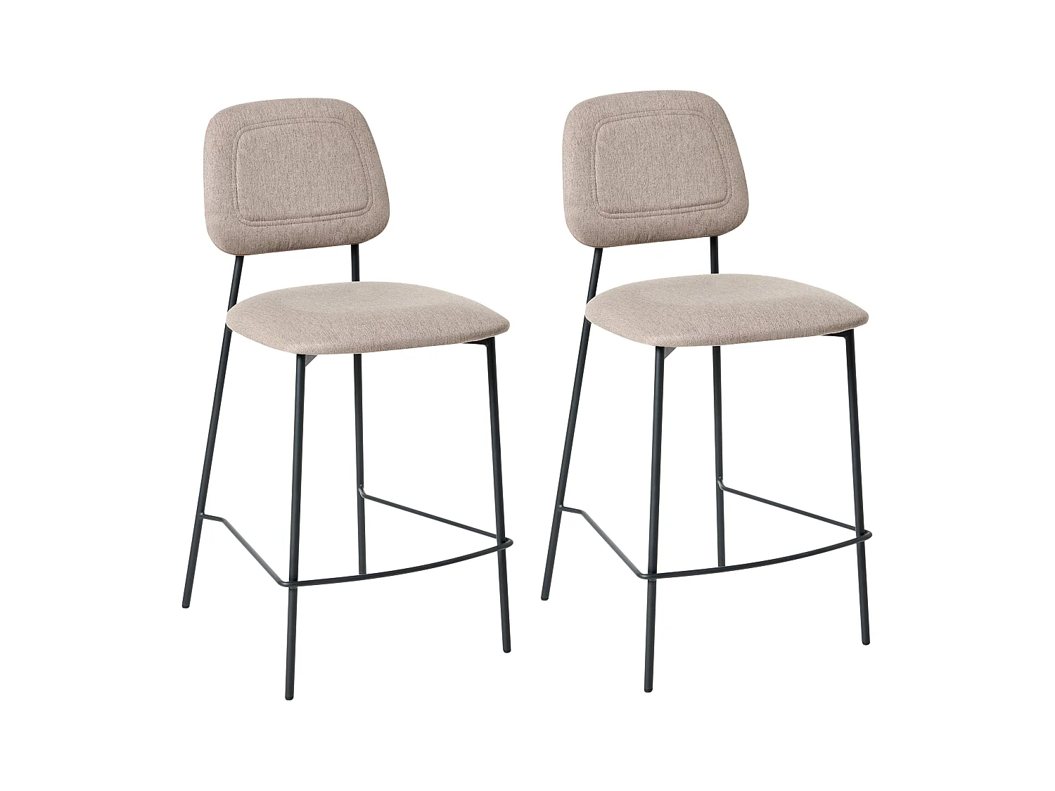 Lot de 2 chaises de bar DUETTE Lin synthétique Taupe