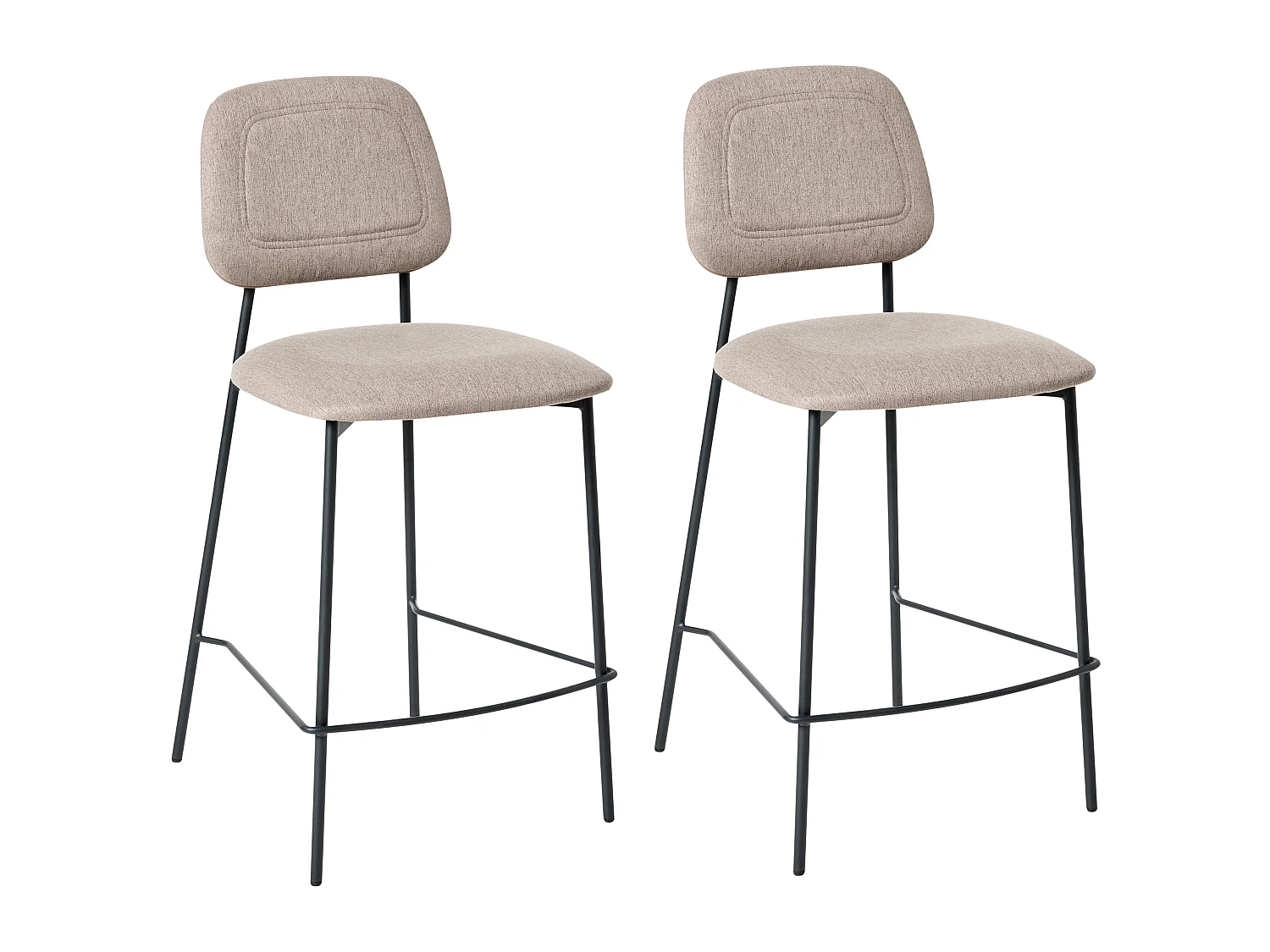 Lot de 2 chaises de bar DUETTE Lin synthétique Taupe
