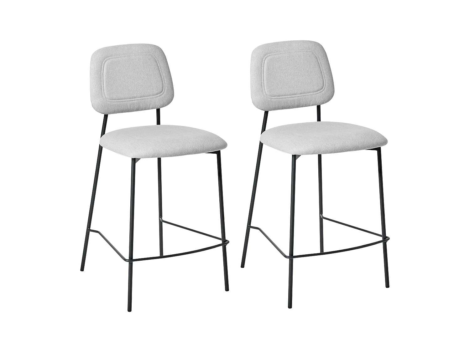 Lot de 2 chaises de bar DUETTE Lin synthétique Gris clair