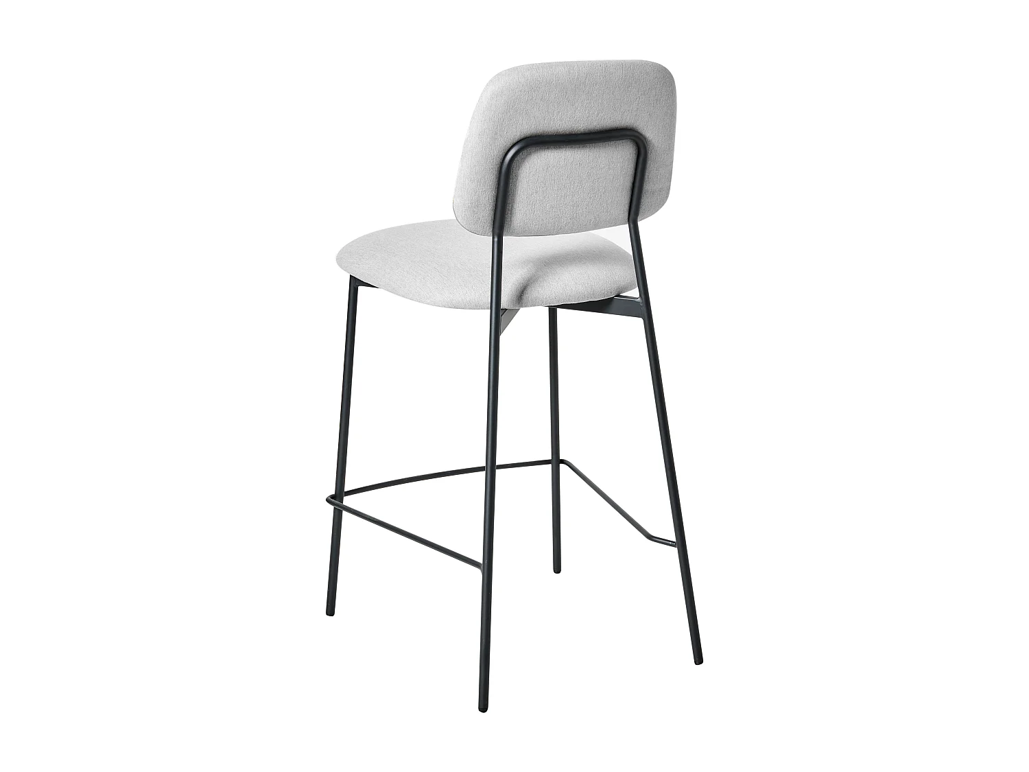 Barstuhl 2er Set Leinenoptik hell grau mit hoher Lehne Fußstütze modern Duette