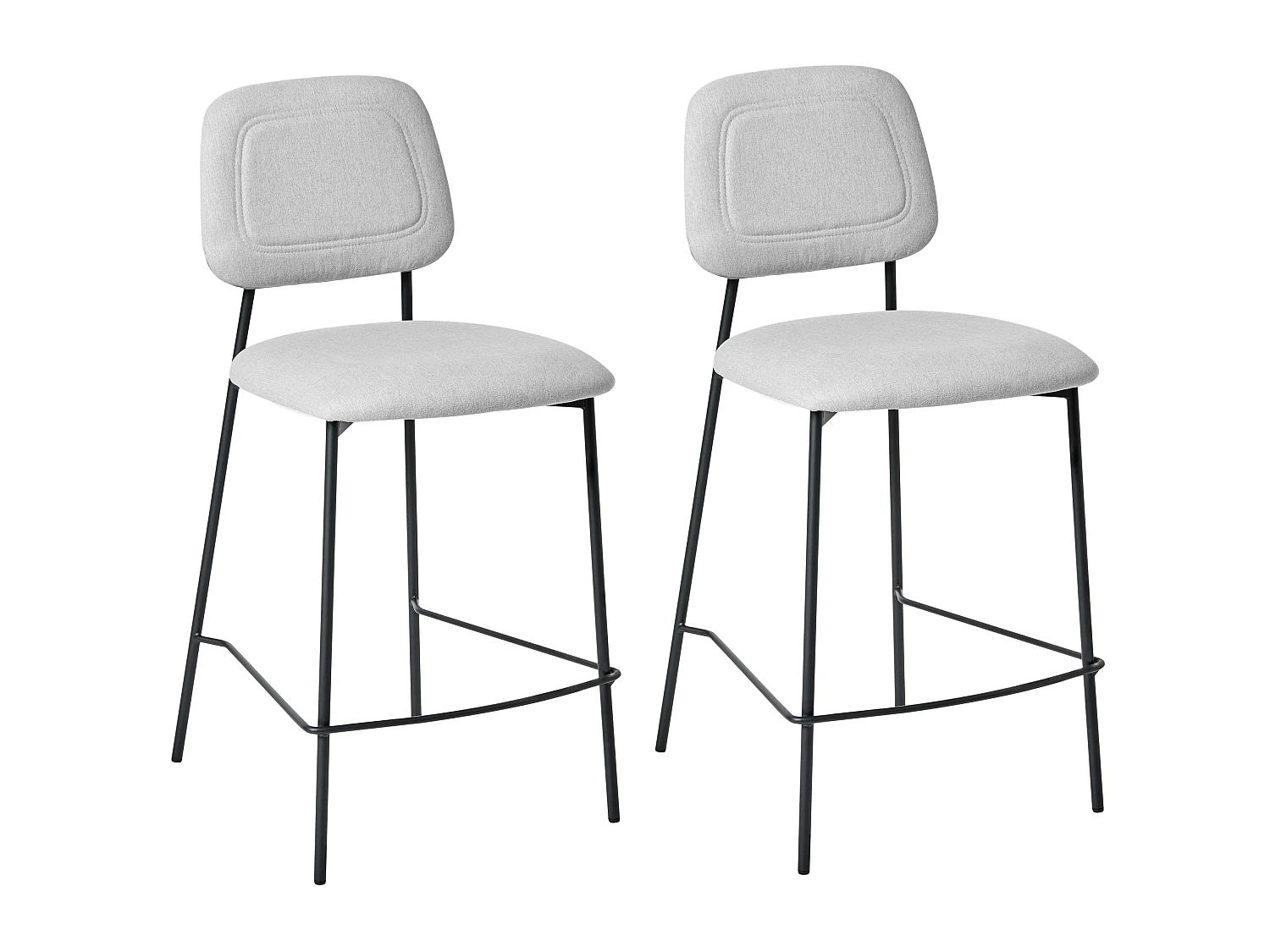 Lot de 2 chaises de bar DUETTE Lin synthétique Gris clair