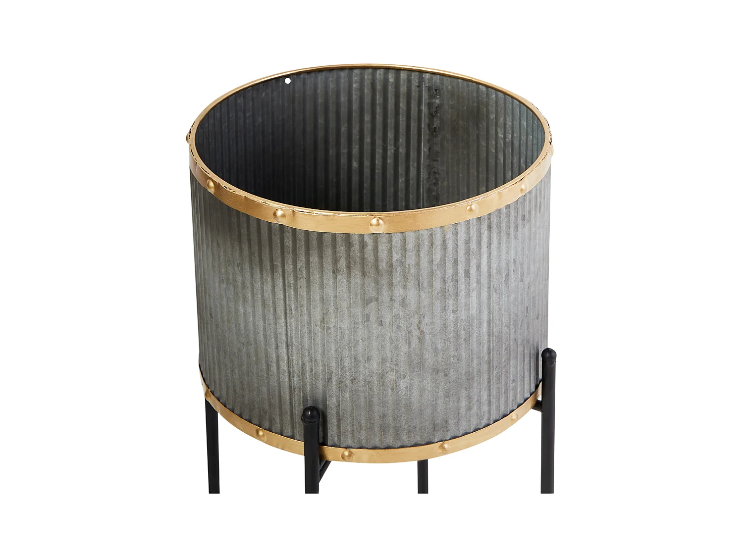 Blumentopf mit Beinen FEUILLE Metall 26 cm Grau