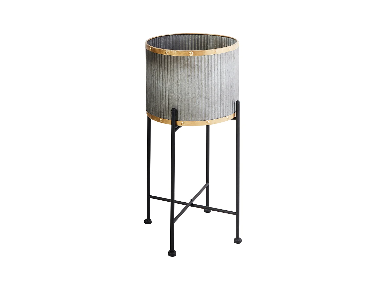 Cache-pot sur pied FEUILLE Métal 26 cm Gris