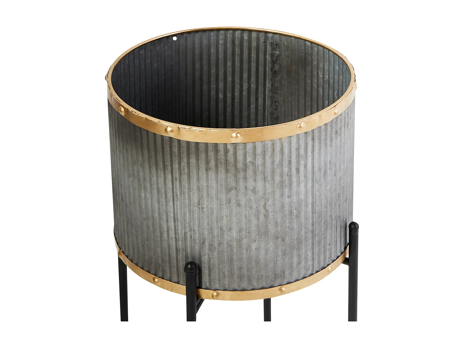 Cache-pot sur pied FEUILLE Métal 26 cm Gris