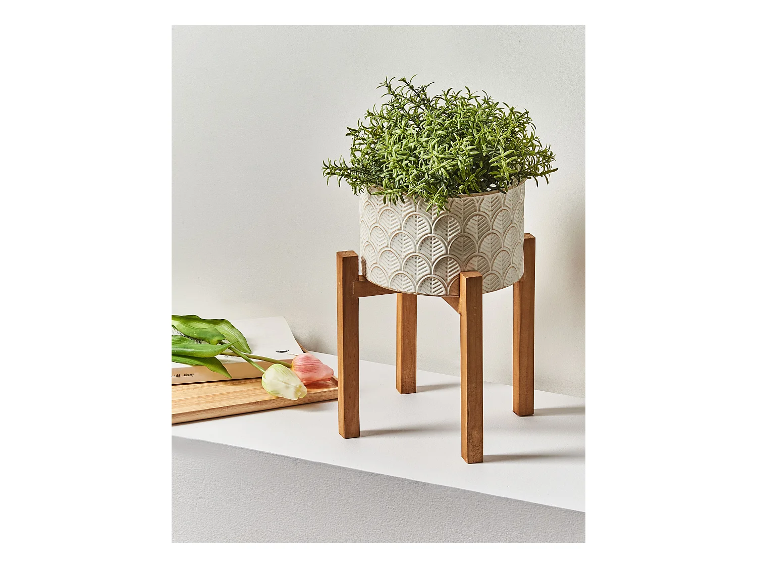 Maceta con patas ROSEE Metal 20 cm Blanco crema