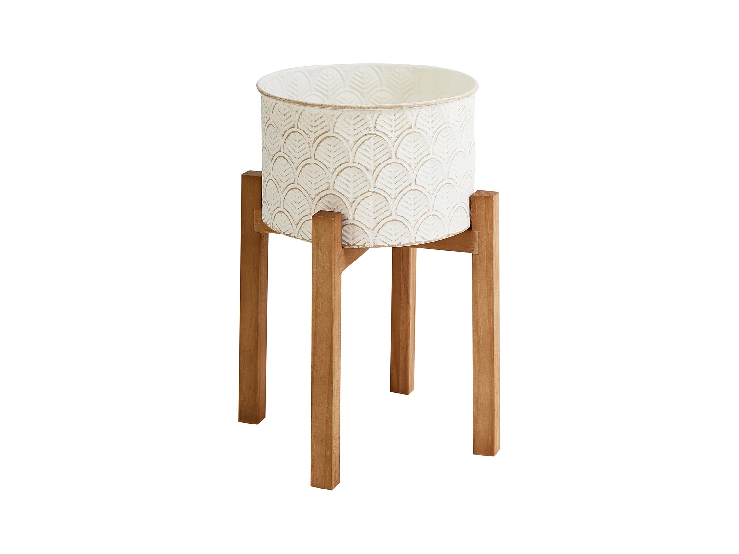 Cache-pot sur pied ROSEE Métal 20 cm Blanc cassé