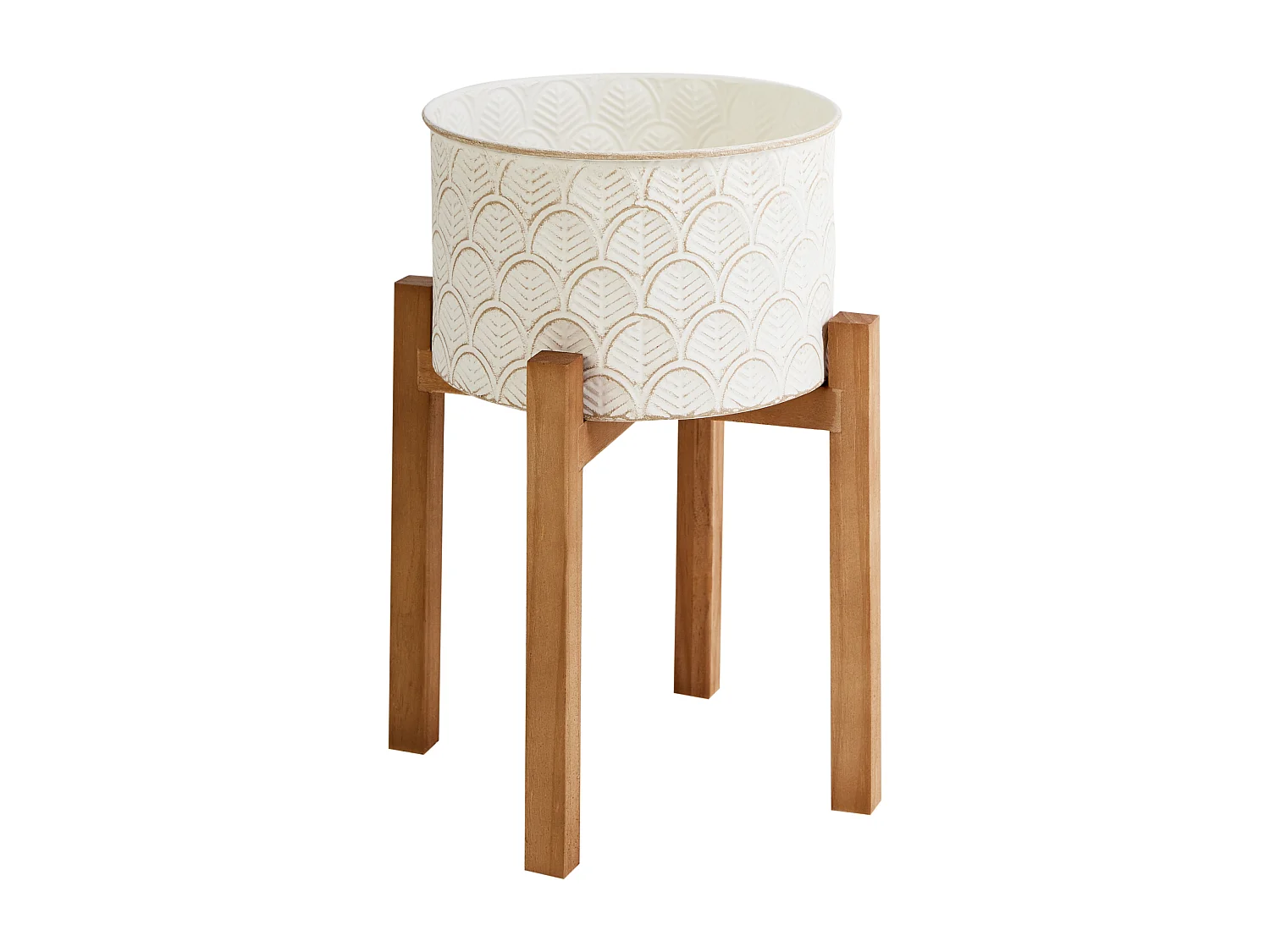 Blumentopf mit Beinen ROSEE Metall 20 cm Cremeweiss