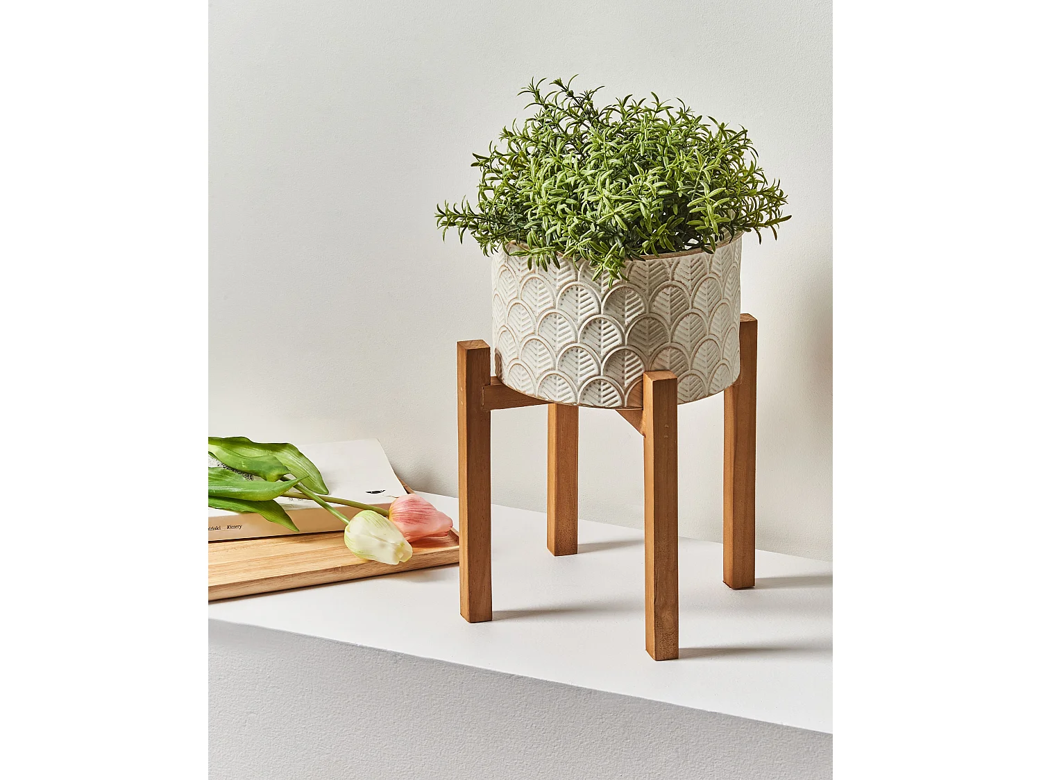 Blumentopf mit Beinen ROSEE Metall 20 cm Cremeweiss