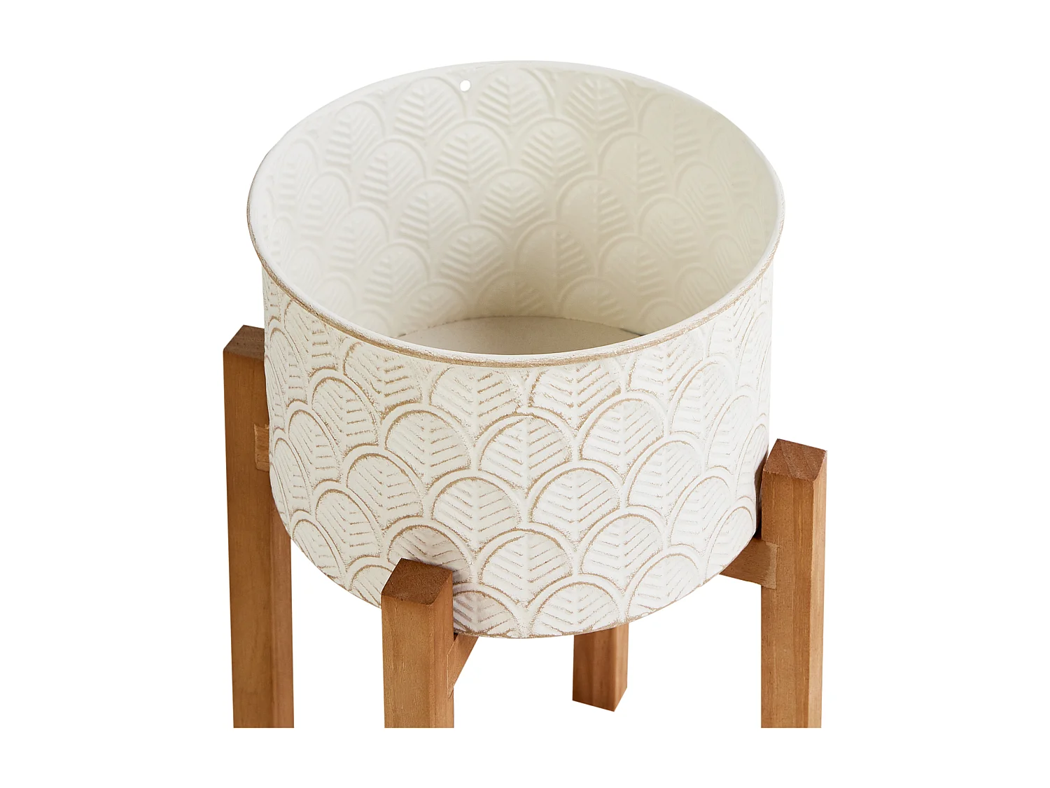 Blumentopf mit Beinen ROSEE Metall 20 cm Cremeweiss