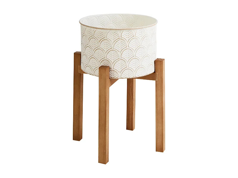 Cache-pot sur pied ROSEE Métal 20 cm Blanc cassé