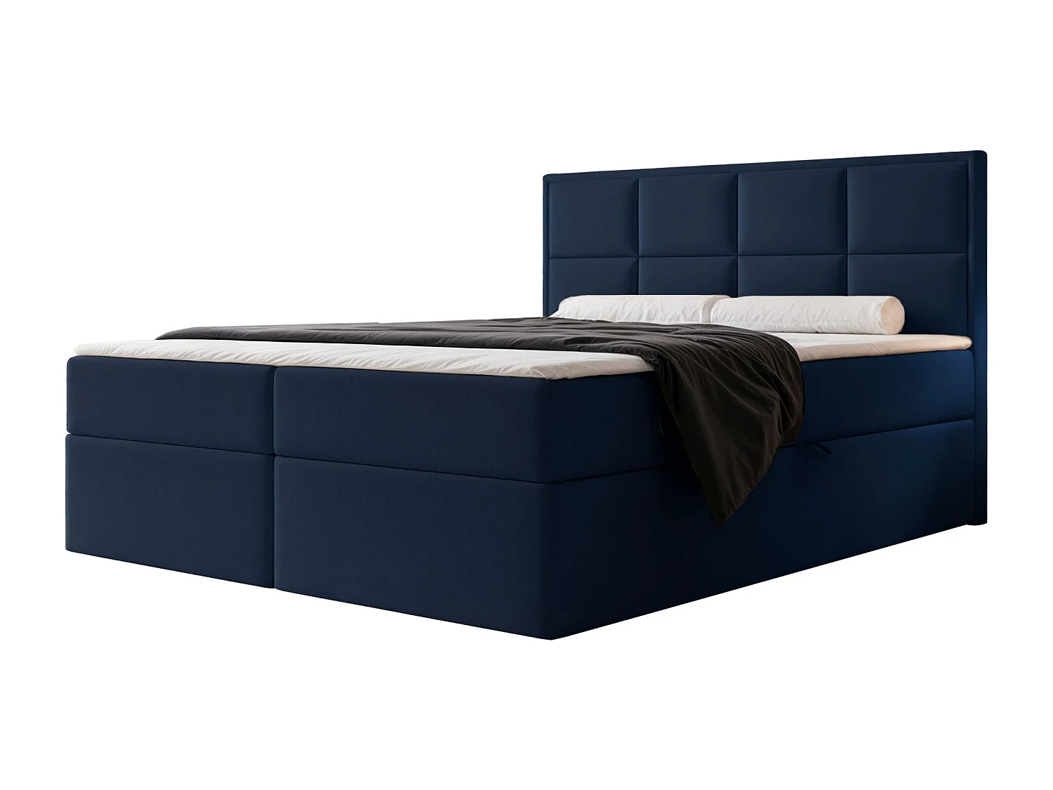 Lit continental - 140x200 cm - en tissu velours marine - SILENSIO