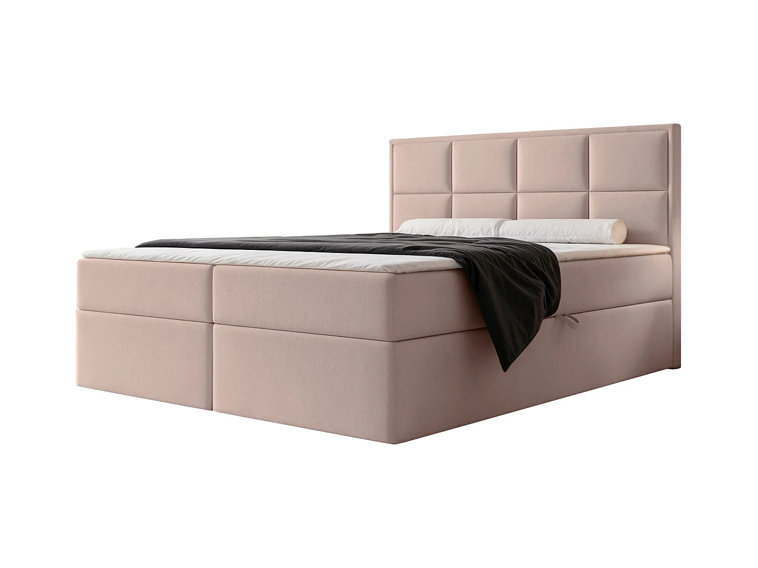 Lit continental - 140x200 cm - en tissu velours beige - SILENSIO