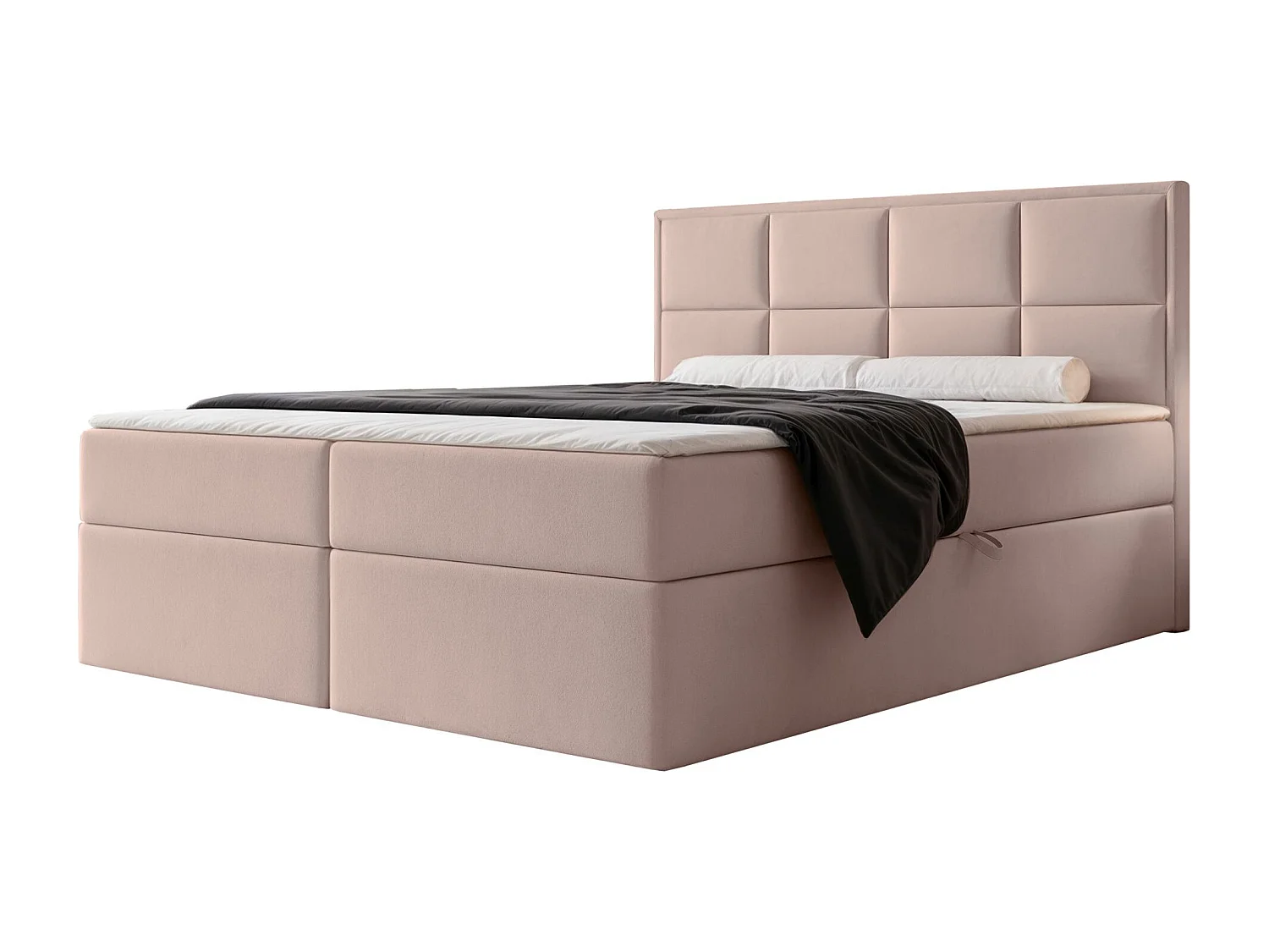 Lit continental - 140x200 cm - en tissu velours beige - SILENSIO