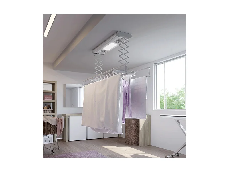 Séchoir électrique de plafond en aluminium avec télécommande – gris – 160x57x30 cm Air 150