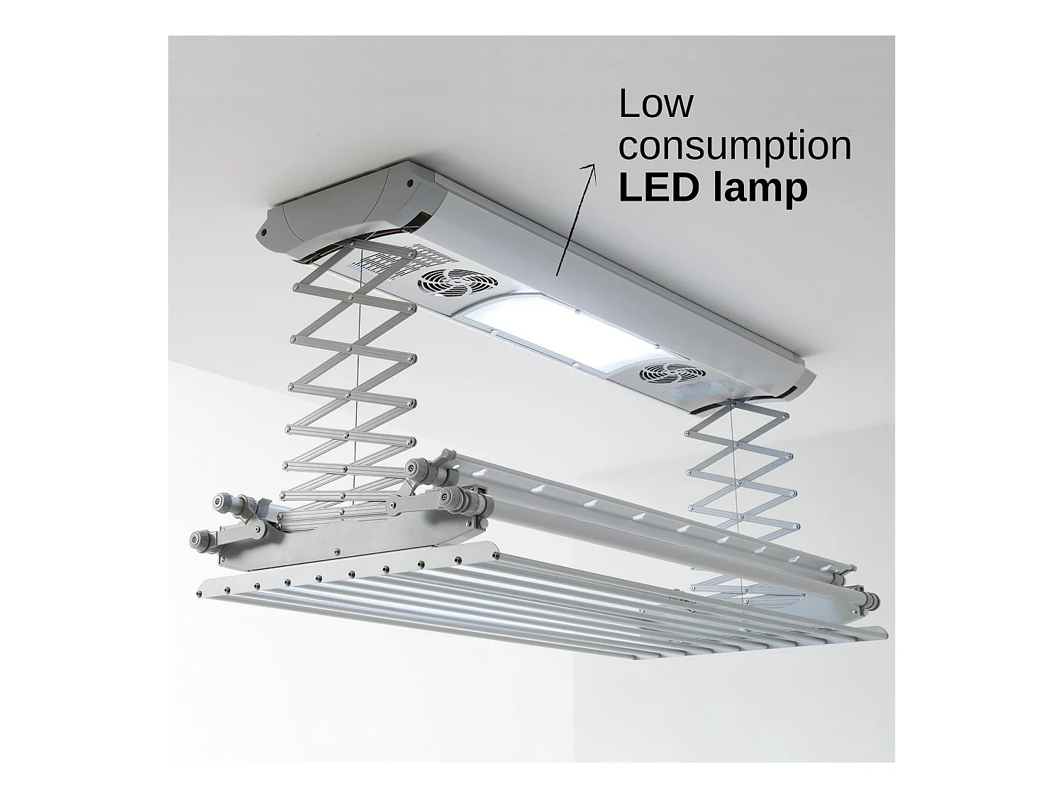 Séchoir électrique de plafond en aluminium avec télécommande – gris – 160x57x30 cm Air 150