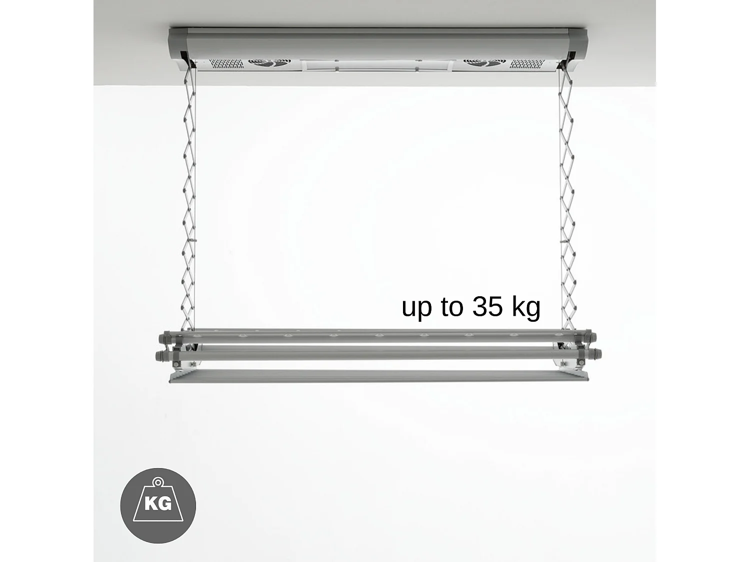 Séchoir électrique de plafond en aluminium avec télécommande – gris – 160x57x30 cm Air 150