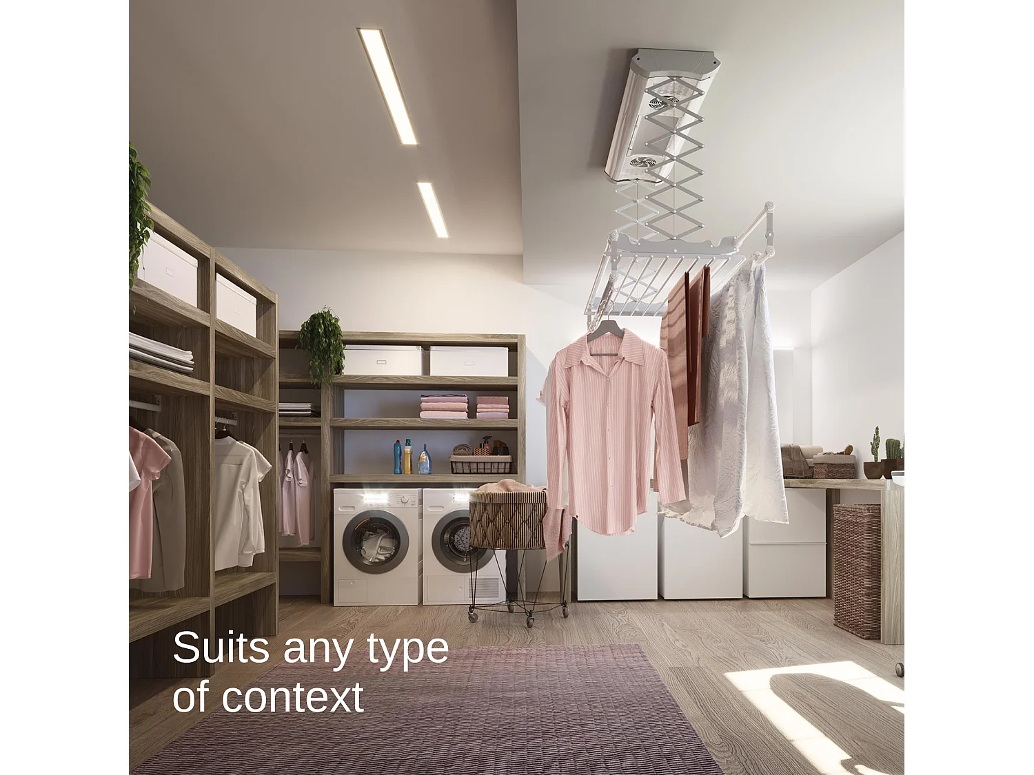 Séchoir électrique de plafond en aluminium avec télécommande – gris – 160x57x30 cm Air 150