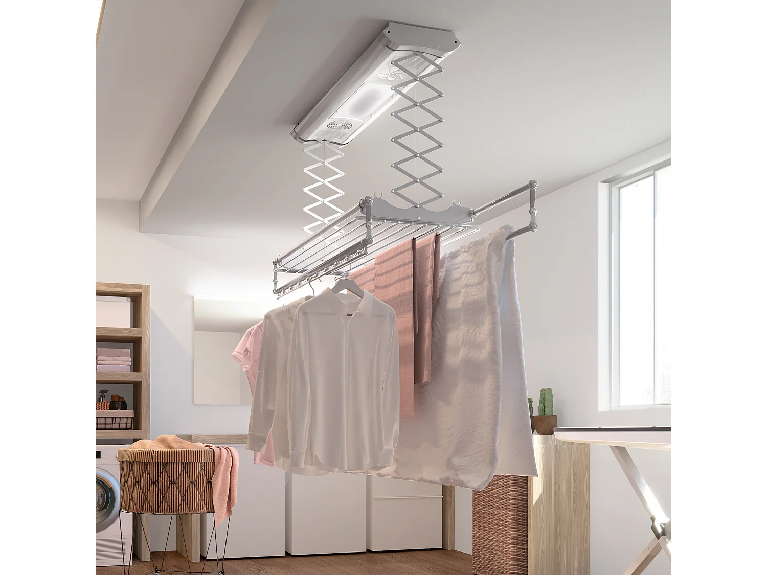 Séchoir électrique de plafond en aluminium avec télécommande – gris – 160x57x30 cm Air 150