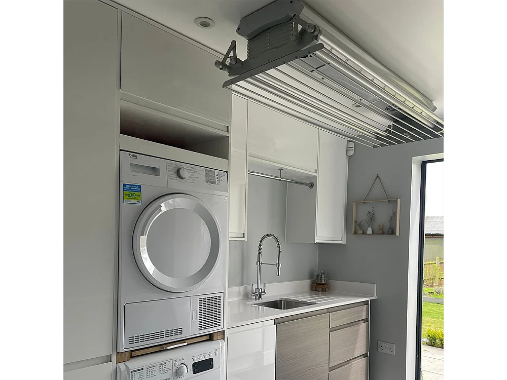 Séchoir électrique de plafond en aluminium avec télécommande – gris – 160x57x30 cm Air 150