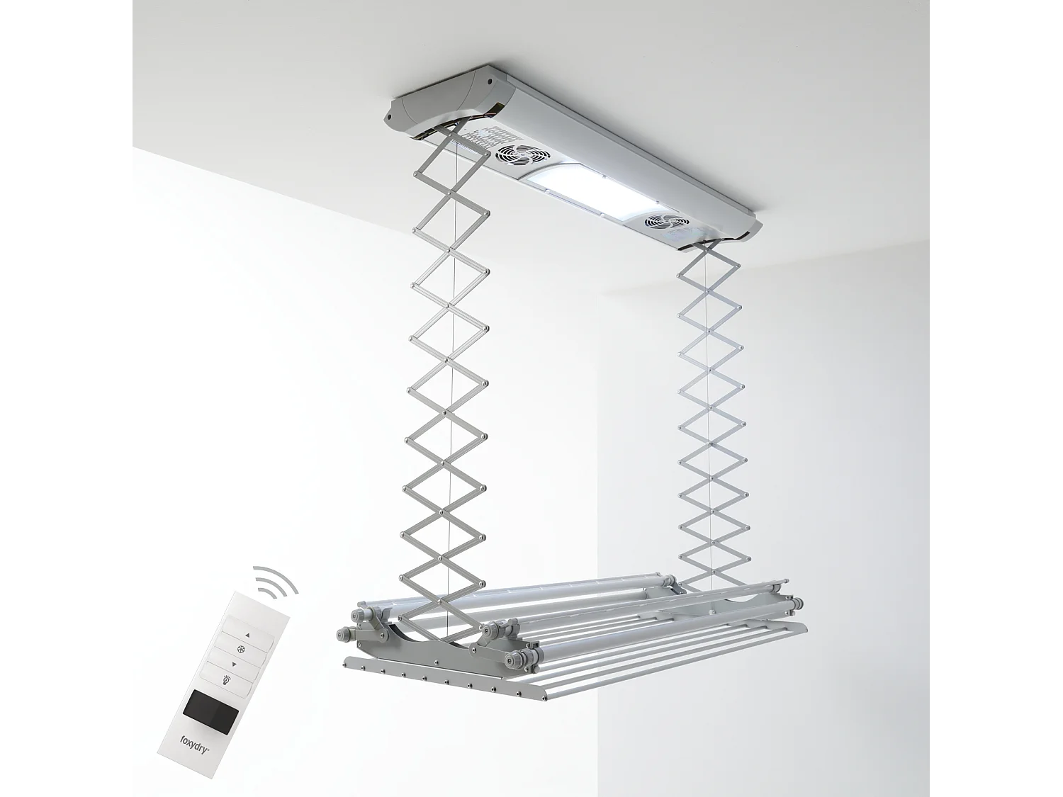 Séchoir électrique de plafond en aluminium avec télécommande – gris – 160x57x30 cm Air 150