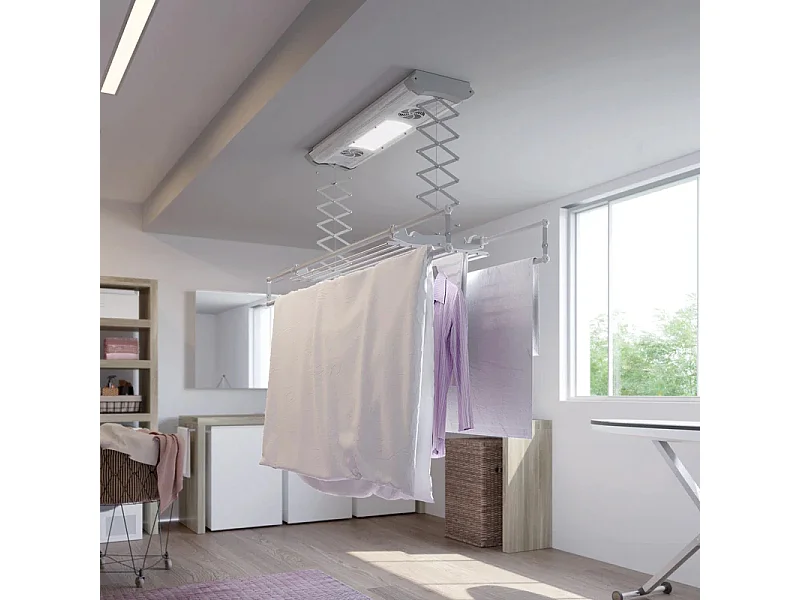 Séchoir électrique de plafond en aluminium avec télécommande – gris – 160x57x30 cm Air 150