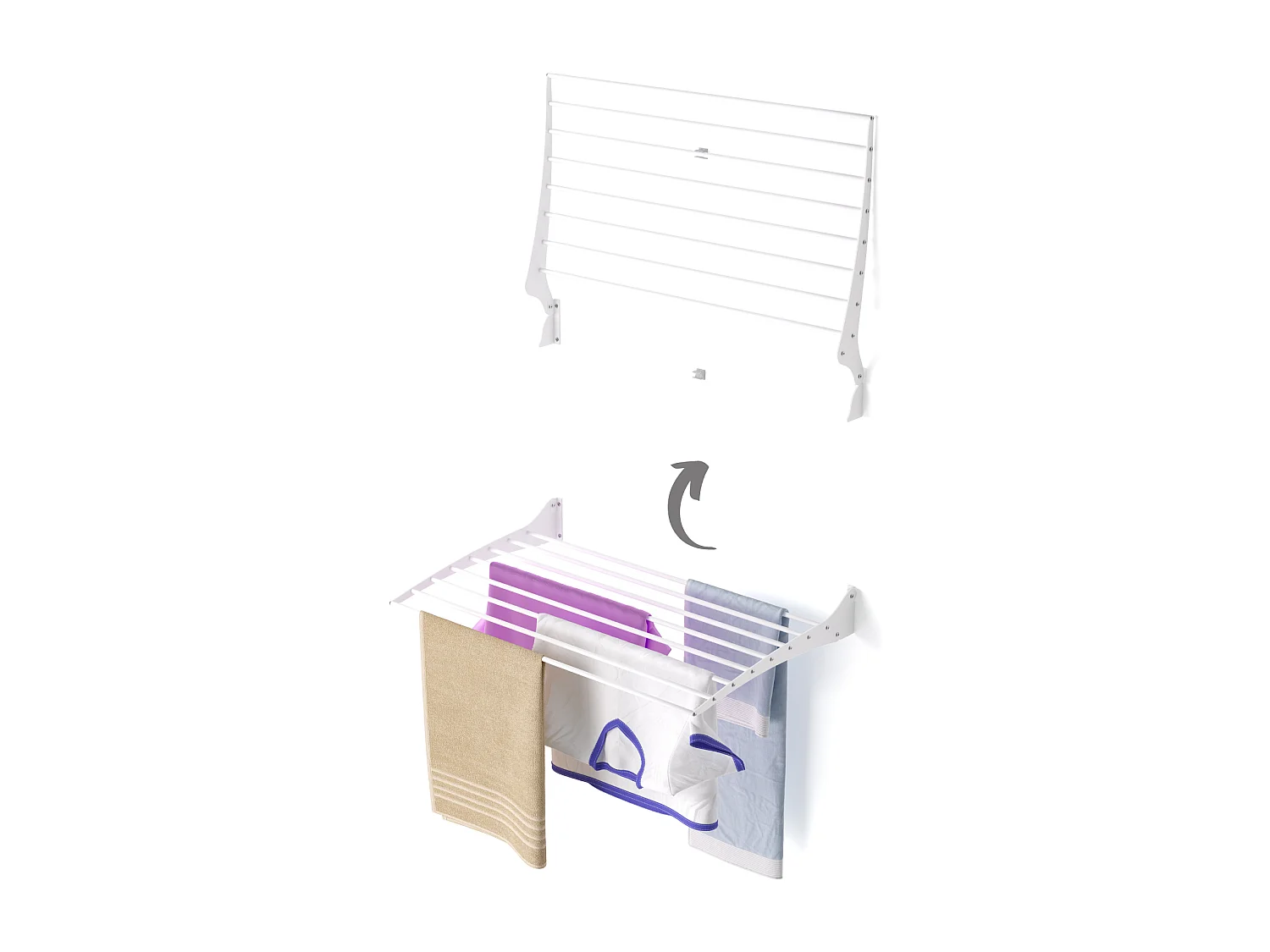 Étendoir à linge mural étendoir mural repliable – blanc – 82x50x10 cm Fold 80