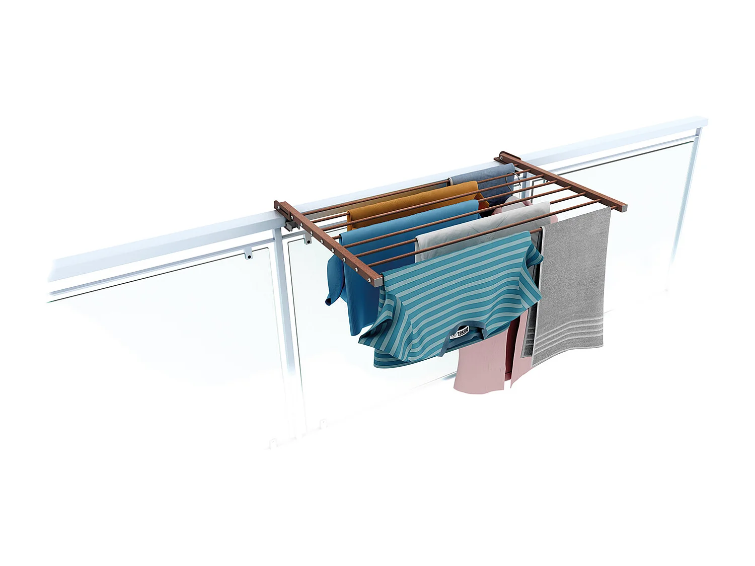 Étendoir balcon pliable et inclinable anti-rouille – corten – 82x63x8 cm DUO