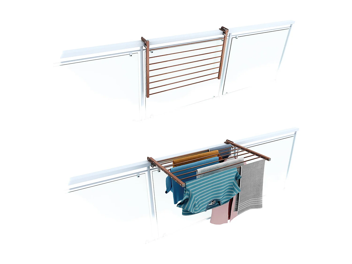 Étendoir balcon pliable et inclinable anti-rouille – corten – 82x63x8 cm DUO