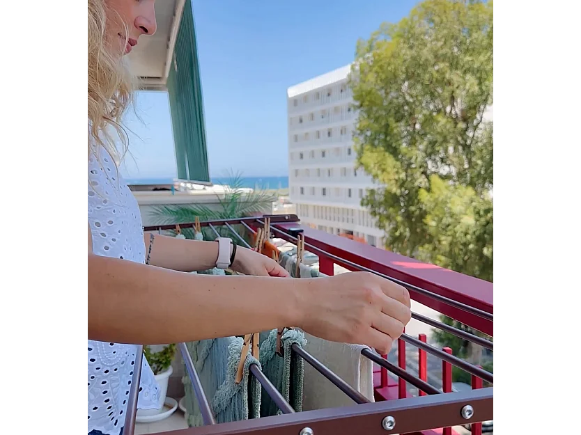 Étendoir balcon pliable et inclinable anti-rouille – corten – 82x63x8 cm DUO