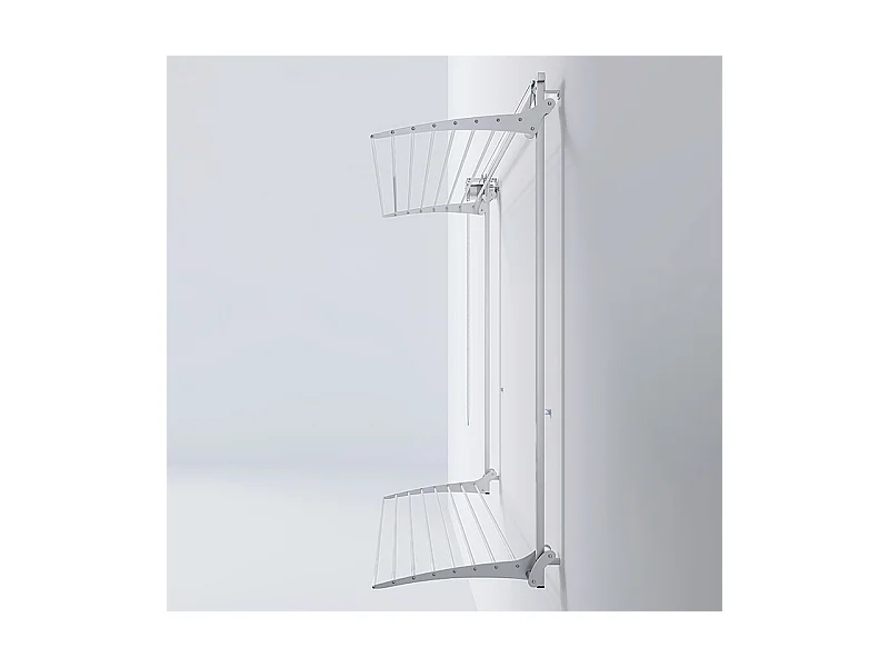 Étendoir mural 2 grilles pour intérieur et extérieur – blanc – 108x52x137 cm Wall Plus