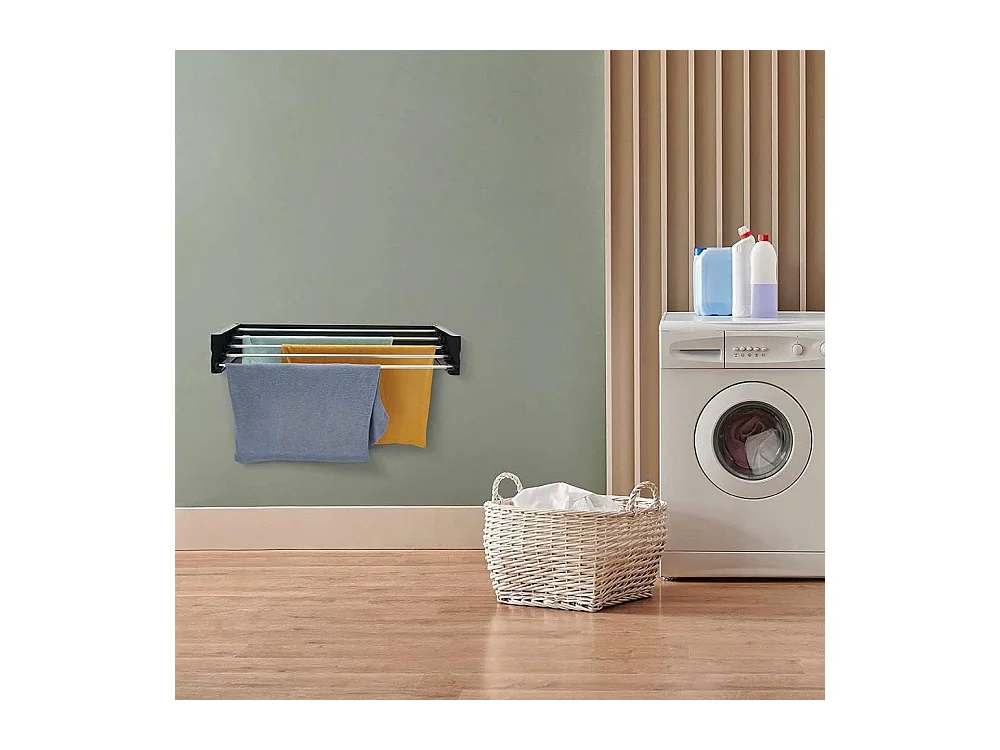 Étendoir mural rétractable en aluminium résistant – anthracite – 101x50x13 cm Hide 100